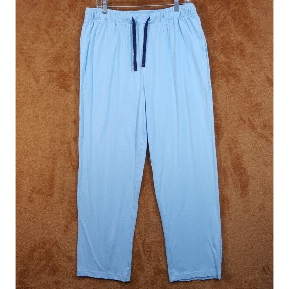 CLUB ROOM Pajama Pants Mens Small Light Blue Straight Leg Drawstring Cotton